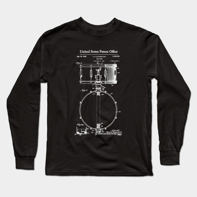 US Patent - Snare Drum Long Sleeve T-Shirt by Taylor'd Designs